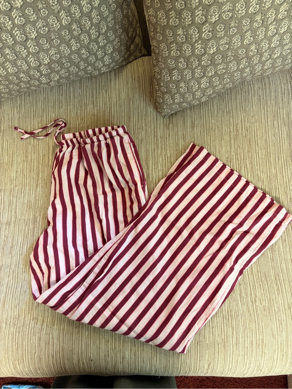 No Boundaries Pink & Burgundy Striped cotton Drawstring Pants